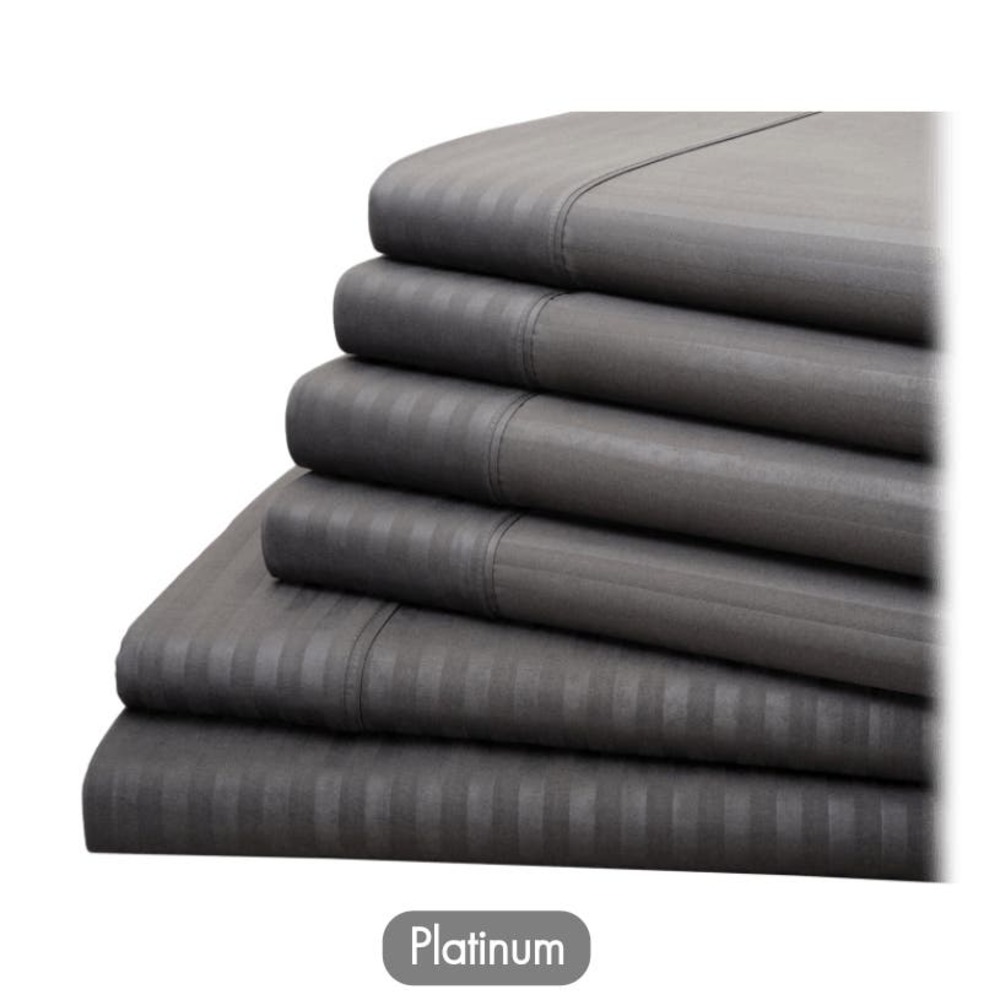HOTEL NEW YORK 6-PIECE DOBBY STRIPE KING SIZED SHEET SET, PLATINUM GREY
